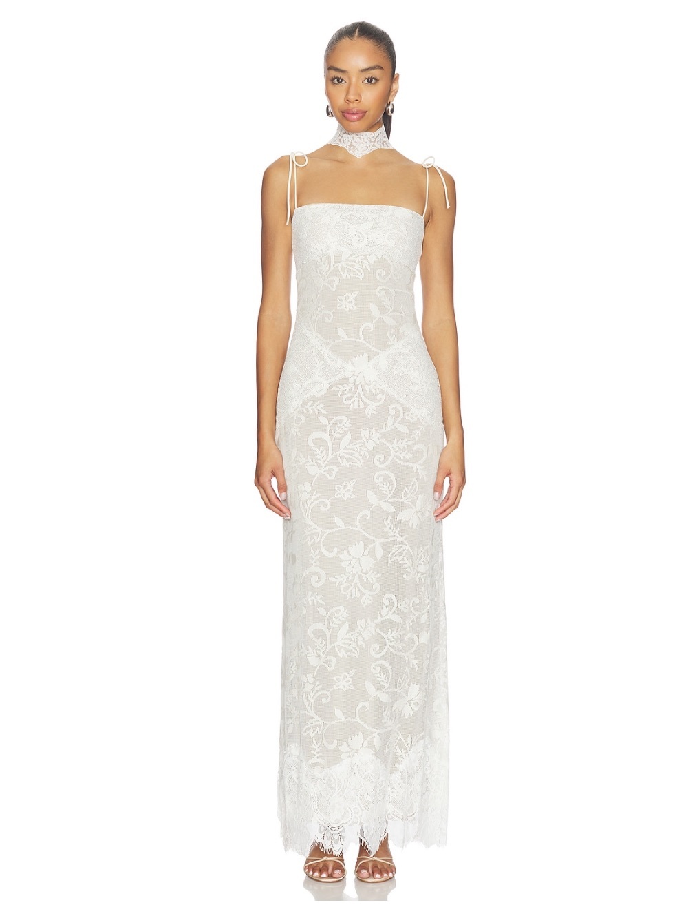 Yellow The Label Talia Lace Maxi Dress in Ivory
